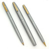 Sheaffer 444X Fountain, Ballpoint, and Pencil Set - Brushed Chrome w Gold Clip, C/C, Fine Short Diamond Nib (Excellent in Box, Work Well) Sheaffer 444X Fountain, Ballpoint, and Pencil Set - Brushed Chrome w Gold Clip, C/C, Fine Short Diamond Nib (Excellent in Box, Work Well)