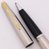 Parker 45 Flighter Deluxe Rollerball Pen (1960s) - Brushed Chrome w/Gold Trim (Excellent, Works Well)