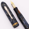 Conklin Glider Fountain Pen - Blue & Grey Striped, Fine Flexible 14k Nib (Very Nice, Restored)