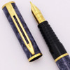 Waterman Laureat I Fountain Pen (1990s) - Blue Marble Lacquer w/GT & Black Highlights, C/C, Fine Nib (Excellent, Works Well)