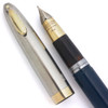 Sheaffer Tuckaway Sentinel Fountain Pen (1940s) - Persian Blue, Two-Tone Cap, Touchdown, Fine 14k Triumph Nib (Very Nice, Restored)