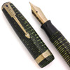 Parker Vacumatic Major Fountain Pen (1945) - Emerald Pearl, Medium-Fine Gold Nib (Excellent , Restored)