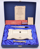Sheaffer-Royal Doulton LE Desk Set - White Ceramic w Subtle Painted Pattern, Off-White Barrel, Medium 14k Inlaid Nib (Near Mint in Box)