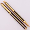 Caran d'Ache Hexagonal Ecaille Chinese Lacquer Fountain Pen & Pencil Set - Gold-Plated w Black Stripe, OB 18k Nib (Near Mint, Working Well)