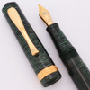 Visconti Manhattan Fountain Pen (1990s) - Emerald Green Celluloid, Power Filler, 18k Broad (Excellent +, Works Well)