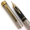 Sheaffer TARGA 1024x Fountain Pen (circa 1981)  - Sterling Silver w/Parallel Lines, Gold Trim,  C/C, Broad 14k Inlaid Nib  (Excellent +, Works Well)