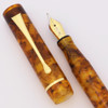 Edison Nouveau LE Encore Fountain Pen - Flecked Tortoise Acrylic with Gold Trim, Broad Nib (Like New in Box, Works Well)