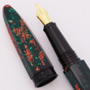 Benu Minima Fountain Pen - Berry Field (Green w Red), Medium GP Iridium Point Nib (Excellent, Works Well)