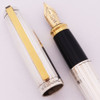 S T Dupont Fidelio Fountain Pen - Sterling Silver Lined, 14K Broad Nib (Near Mint, Works Well)