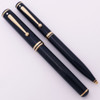 Sheaffer Connaisseur #812 Fountain Pen and Ballpoint Set (USA 1989) - Navy Blue w Gold Trim, C/C, 18k Broad Nib (Near Mint, Work Well)