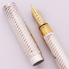 S T Dupont Lady Mascara Fountain Pen (1980s) - Silver Spiral, Cartridge Only, 18k Fine (Excellent +, Works Well)