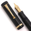 Parker Duofold Senior Fountain Pen (1920s) - Black, Raised Band,  Button Filler, Gold Stub Nib (Excellent, Restored)