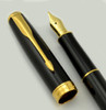 Parker Sonnet Fountain Pen -  2003, Black Lacquer w Gold Trim, 18k Fine Nib (Near Mint)