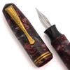 Vintage Glass Nibbed Pen - Burgundy Marbled w GT, Button Filler (Excellent, Restored)