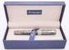 Montegrappa Extra 1930 "Dove" Fountain Pen (Rare LE) -  Grey Shiny Lines Celluloid, Piston Filler, 18k #8 Medium Nib (Near Mint in Box, Works Well)