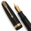 Parker Vacumatic Major Fountain Pen (1946) - Laminated Black, Fine Gold Nib (Excellent, Restored)