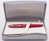 Waterman Carene Fountain Pen - Glossy Red Steel w/Silver Trim, C/C, 18k Fine Nib (Excellent +  in Box, Works Well)