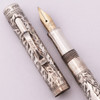 Wahl #2 Tempoint Fountain Pen - Sterling Silver, Engraved Pattern, Lever Filler, 14k Gold Flexible Fine (Excellent +, Restored)