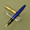 Sheaffer Legacy 1 Fountain Pen - Brushed Gold with Blue Body, Left Oblique, Touchdown (Mint)