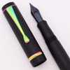 Conklin (Modern) Duragraph LE Fountain Pen - Matte Black w/Neon Rainbow Trim, C/C, Black Steel Medium Nib (Near Mint, Works Well)