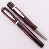 Waterford Marquise Arista Prism Fountain and Ballpoint Set - Brown Striated w/Chrome Trim,  C/C, Fine Iridium Point Steel Nib (Near Mint, Works Well)