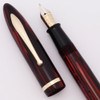 Sheaffer Balance Feather Touch Fountain Pen - Full Size, Carmine Striated, Vac-Fil, Fine (Excellent +, Restored)