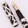 Aiken Lambert (?) Eyedropper Fountain Pen - Sterling Filigree, Flexible Fine #3 Nib (Excellent, Restored)