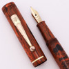 Conway Stewart 226M Fountain Pen (1937) - Red Mottled Hard Rubber, Flexible Fine #5 14k Nib (Excellent, Restored)