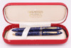 Sheaffer Balance II Millennium SE Fountain and Ballpoint Set (1999) - Dark Blue Marble w/GT, C/C, 18k Fine Feather Touch Nib (Excellent + in Box, Works Well)