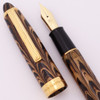 Recife Modele Depose Oversized Fountain Pen (France, 1997) - Olive Ripple Ebonite, C/C, Medium Flexible 18k Nib  (Excellent,  Works Well)