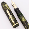 Conklin Ensemble Combo Fountain Pen (1920s-30s)- Green Marble, Fine Conklin Nib (Excellent, Restored)