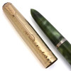 Parker Kullock "Fantasy" 51 Vacumatic - Green Marbled w Hammered "Martele" GF Cap, Fine Gold Nib (Excellent +, Works Well)