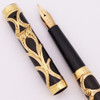 Eyedropper Fountain Pen (1920s) - Gold Ribbon Filigree over BHR, Eyedropper, Fine Flexible 14k Nib (Excellent, Restored)