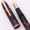 Conway Stewart 28 Fountain Pen (1950s) - Marbled Burgundy, Lever Filler, Broad Semi-Flex 14k Nib (Excellent, Restored)