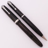 Parker Vacumatic Debutante Fountain Pen and Pencil Set (1943) - Silver Pearl,  Blue Diamond Clip, Fine Parker Nib (Very Nice, Restored)