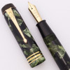 Conway Stewart 55 Fountain Pen (1940s) - Green Marble w GT, Lever Filler,  14k Medium Nib (Excellent, Restored)