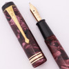 Conway Stewart 388 Fountain Pen (1950s) - Burgundy Marbled w GT, Lever Filler, Fine Flexible 14k  Nib (Excellent, Restored)
