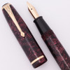 Conway Stewart 28 Fountain Pen (1950s) - Burgundy Hatch, Lever Filler, Medium Flexible 14k Nib (Excellent, Restored)