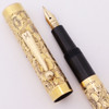 John Holland 72 Fountain Pen - GF Floral Overlay, Hatchet Filler, Flexible Medium Nib (Excellent +, Restored)