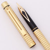 Sheaffer Targa 1007s Slim Fountain Pen (1980s) - Geometric aka Gold Squares, C/C, 14k Medium Nib (Excellent, Works Well)