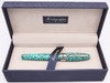 Montegrappa Fortuna Fountain Pen (2015-17) - "Barcelona" Turquoise, Chrome Trim, C/C, Fine Steel Nib (Excellent + In Box, Works Well)