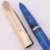 Parker Ariel Kullock "Fantasy 51" Aerometric - Blue Marble Barrel & Section,  Hammered "Martele" Hammered Cap, Medium Gold Nib (Excellent +, Works Well)