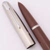 Parker 51 Aerometric Fountain Pen (post- 1952)  - Cocoa w Lustraloy Cap, Fine Gold Nib (Superior, Works Well)