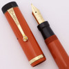 Parker Duofold Senior Fountain Pen (1920s)  - Red w Raised Band, Button Filler,  Medium Parker Duofold Nib  (Excellent, Restored)