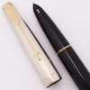 Parker 61 Mk II Aerometric Fountain Pen  (Argentina 1959-62) -  Black w Lined Steel Cap, Gold Trim, Medium Steel Nib (Excellent, Works Well)