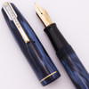 Waterman Starlet Fountain Pen (Canada, 1940s) - Blue Marbled, 14k Medium Flexible Nib (Excellent, Restored)