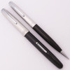 Waterman Corinth Fountain Pen and Pencil Set (1941) - Grey w "Astralite" Lined Cap,  Lever Filler, Fine Taperite Nib (Excellent,  Restored)