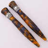 Curtis Australia Mini "Elephants" Ballpoint & Pencil Set - "Granite" Resin w Sterling Top Band (New, Works Well)
