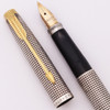 Parker 75  Fountain Pen (1960s, USA) - Sterling Cisele w GT, C/C, Extra-Fine 14k Nib (Excellent, Works Well)