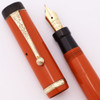 Parker Duofold Junior Fountain Pen (1930s) - Red w/GT, One Raised Cap Band, Button Filler, Fine Duofold Nib (Excellent, Restored)